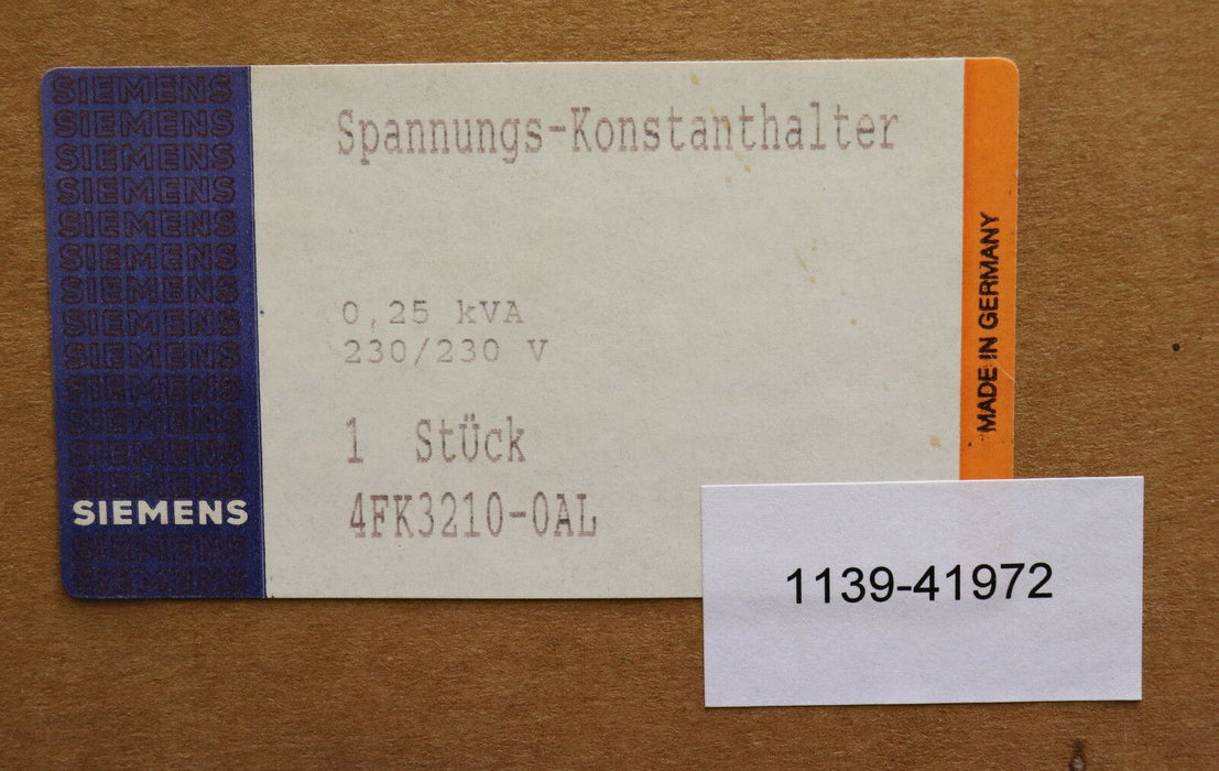 SIEMENS Spannungs-Konstanthalter 4FK3210-0AL 0,25kVA 230/230V EMKV 40071006