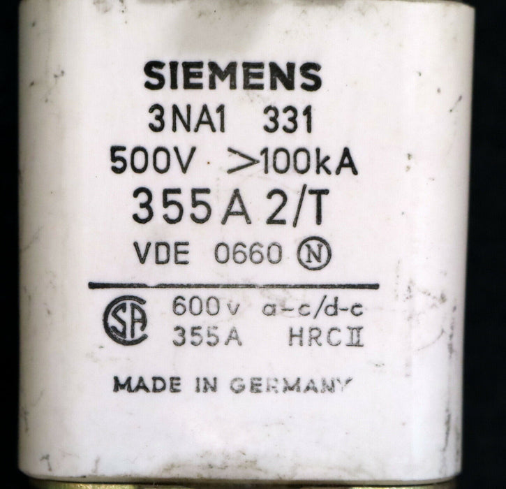 SIEMENS 5x Sicherungseinsatz fuse-link 3NA1 331 355A 2/T 600V A-C/D-C 500V 100kA