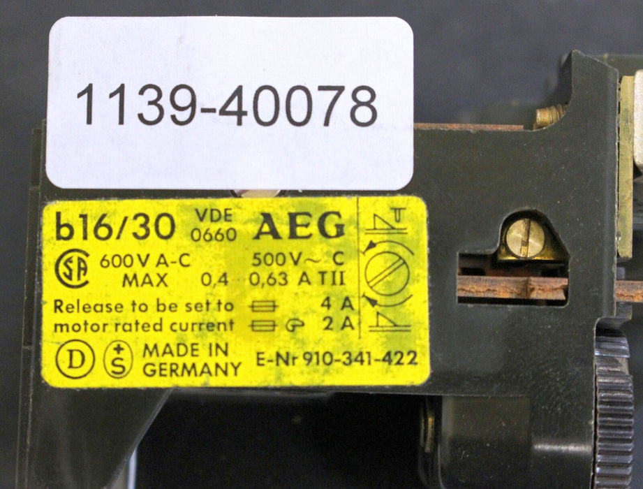 AEG Thermisches Überstromrelais b 16/30 0,4-0,63A 600VAC - 910-341-422 - 1 Stück