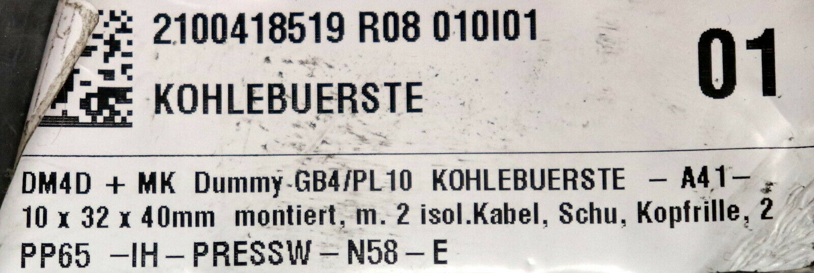 Kohlebürste DM4D + MK 10 x 32 x 40mm mit Meldelitze Dummy GB4/PL10