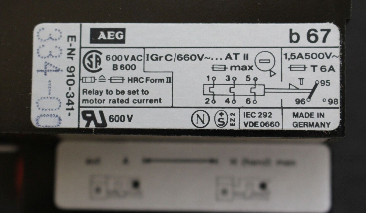 AEG Thermisches Überstromrelais b67 15-23A - 910-341-334 - 1 Stück