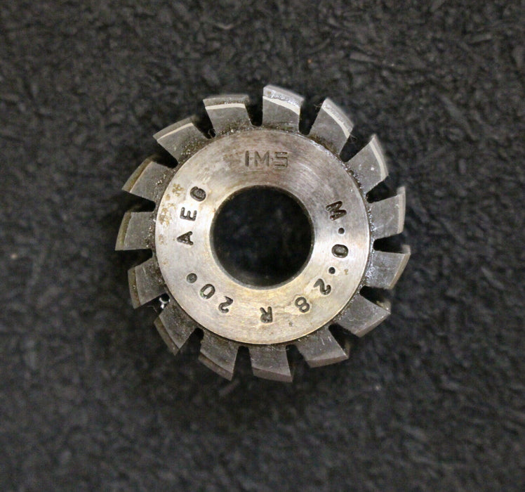 IMS Vollstahl-Wälzfräser m= 0,28mm 20° EGW 1gg. rechts 15 Spannuten 24x8x8mm