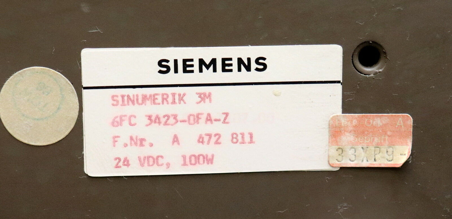 SIEMENS SINUMERIK 3M Rack Einschubgehäuse 6FC3423-0FA-Z A 472 811 24VDC 100W