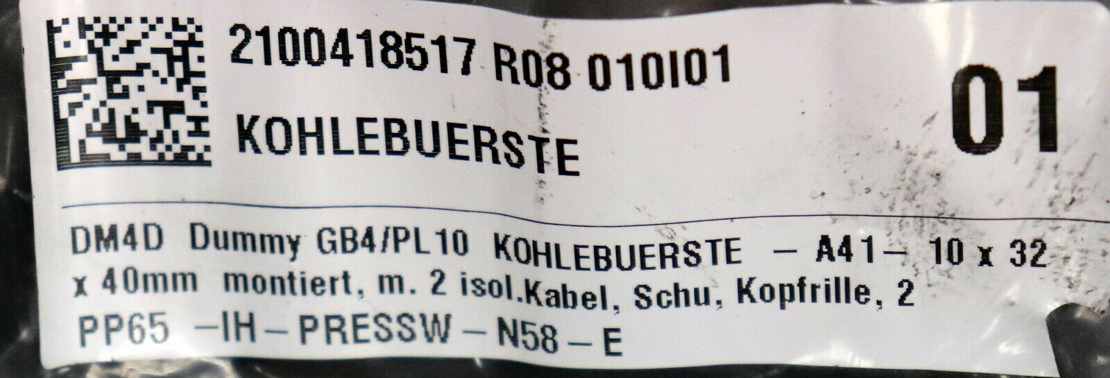 Kohlebürste DM4D 10 x 32 x 40mm 10365 070536 montiert mit 2 isol. Kabel Schuh