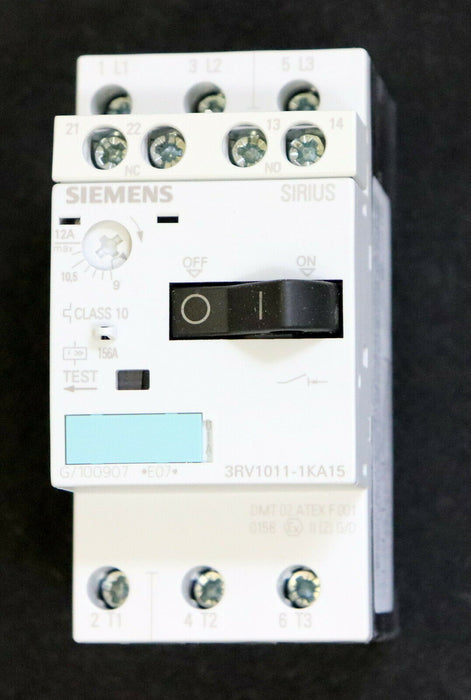 SIEMENS Motorschutzschalter 3RV1011-1KA15 9-12A 1NO + 1NC Baugröße S00