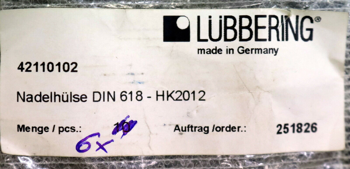 LÜBBERING 6x Nadelhülse DIN618 HK2012 Art.Nr. 42110102 unbenutzt in OVP