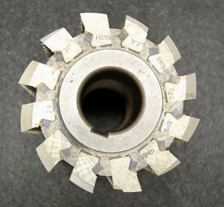 LEIMBACH Stollenwälzfräser involute spline hob m= 2,5mm BP III DIN3972 20° EGW