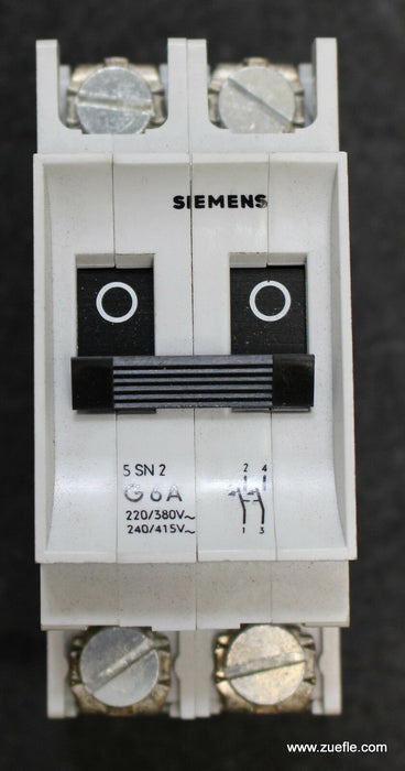 SIEMENS N-Einbauautomat N-circuit breaker 5SN2306 6A 2-polig G6A 230/380VAC