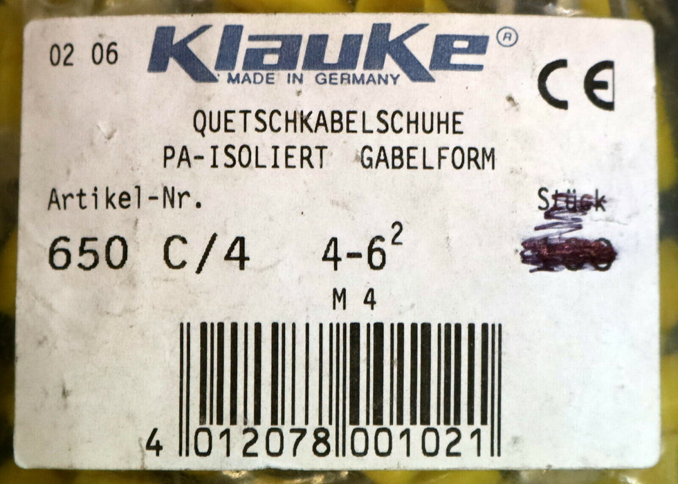 KLAUKE 317x Quetschkabelschuh 317x Crimp terminal Typ 650/4 Gabelform M4