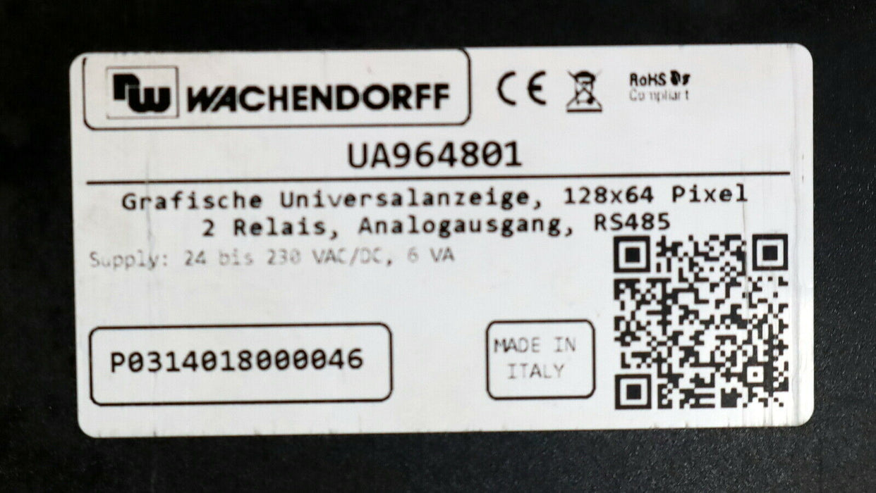 WACHENDORFF Graphische Universalanzeige UA964801 128x64 Pixel - 2 Relais - RS485