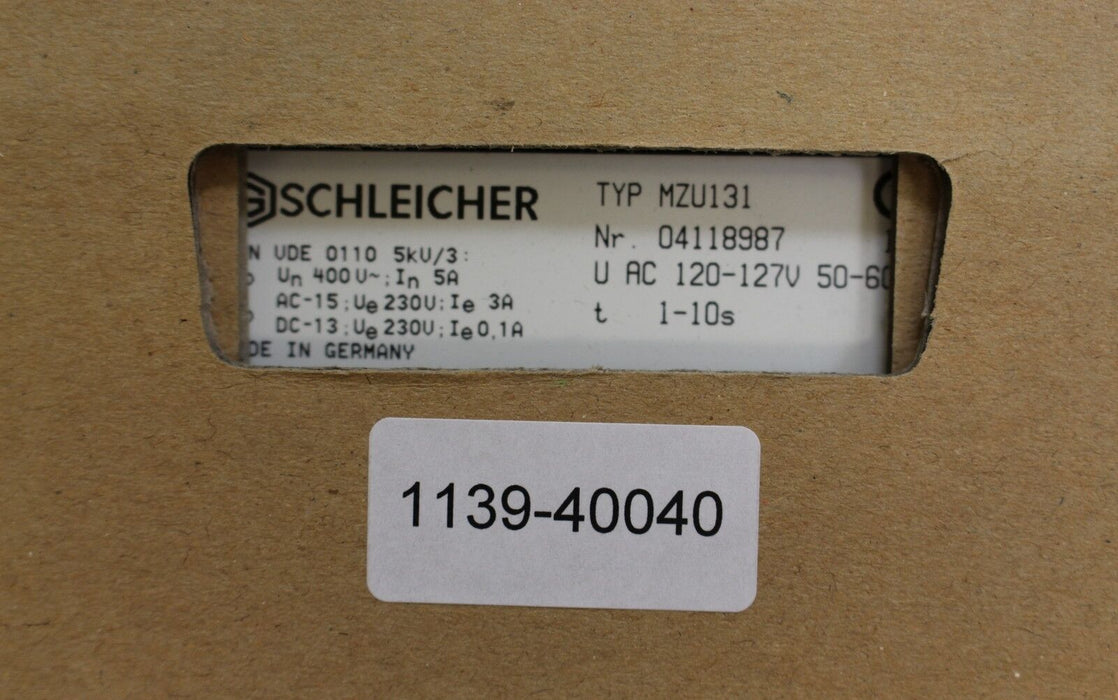 SCHLEICHER Präzisions-Zeitrelais MZU 131 120-127V 50/60Hz t=1-10s Nr. 04118987