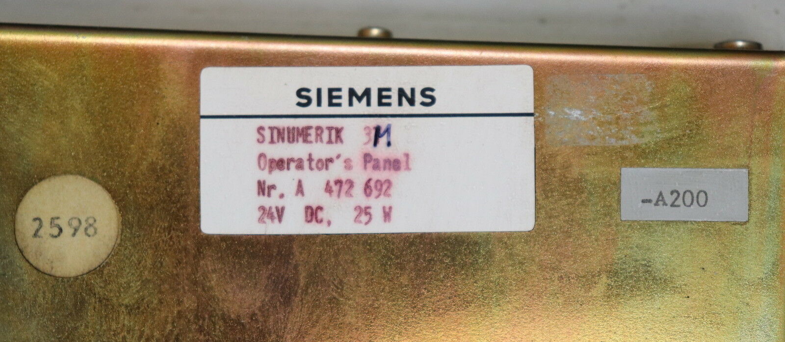 SIEMENS SINUMERIK 3M Operator´s Panel Nr. A 472 692 24VDC 25W gebraucht