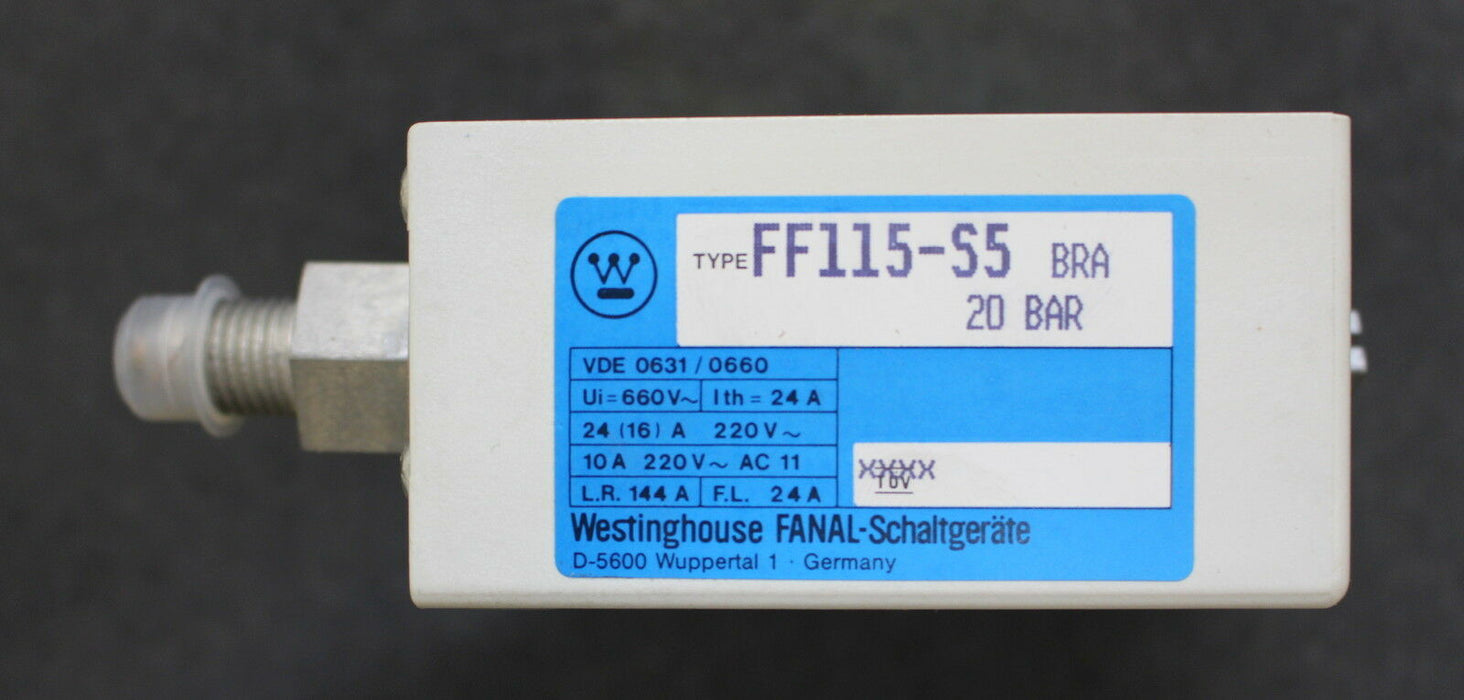 WESTINGHOUSE FANAL Überdruckbegrenzer FF115-S5 BRA - 20bar - Ui=660VAC - Ith=24A