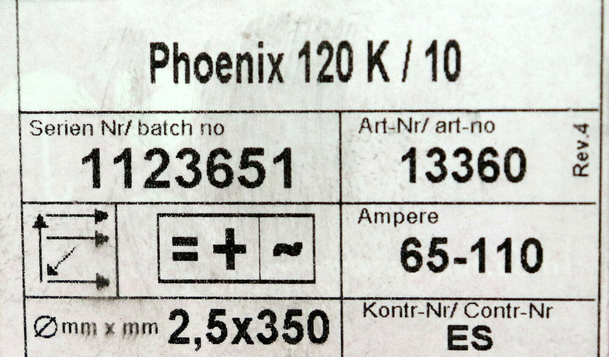 PHOENIX 110 Stück Stabelektrode 120 K/10 Ø2,5mm x 350mm Länge 65-110A Nr. 13360