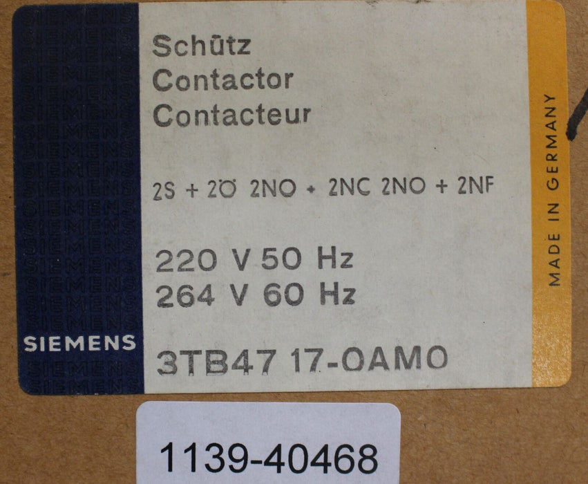 SIEMENS Schütz contactor 3TB4717-OAM0 220V 50Hz / 264V 60Hz 2S + 2Ö 2NO+2NC 2NF