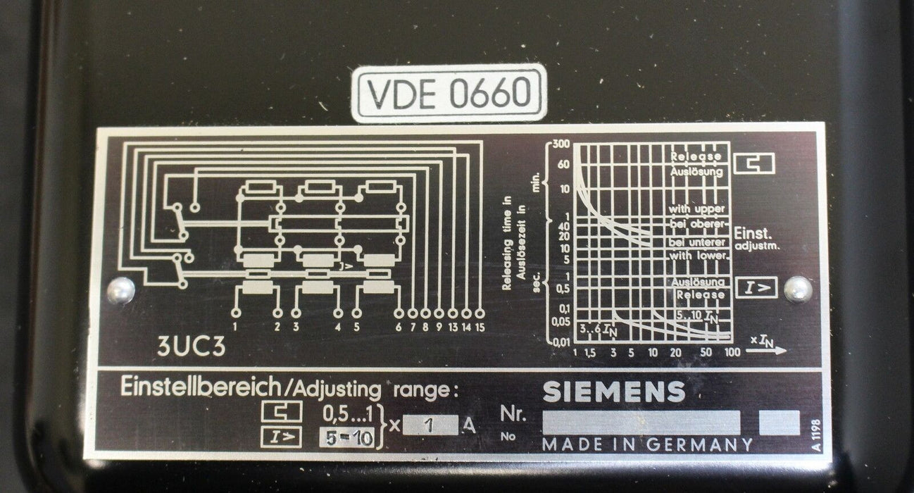 Thermisch verzögertes Überlastrelais 3UC3060-1C Einstellbereich a=0,5-1A b=5-10A