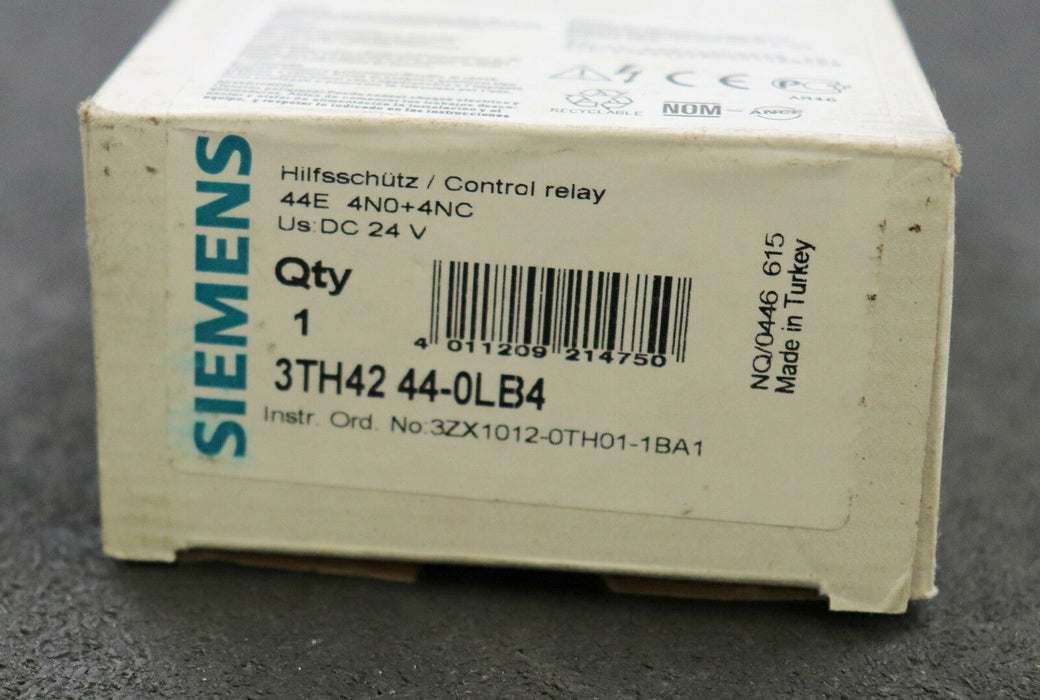 SIEMENS Hilfsschütz Control relay 3TH4244-0LB4 44E 4NO + 4NC Us=24VDC - in OVP