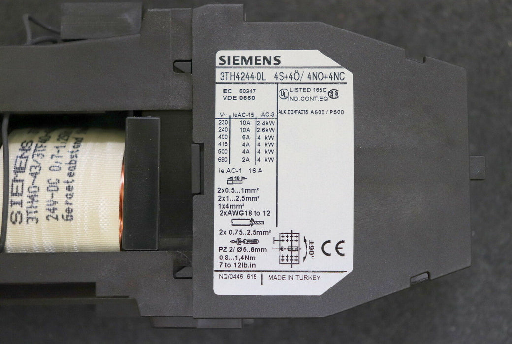 SIEMENS Hilfsschütz Control relay 3TH4244-0LB4 44E 4NO + 4NC Us=24VDC - in OVP