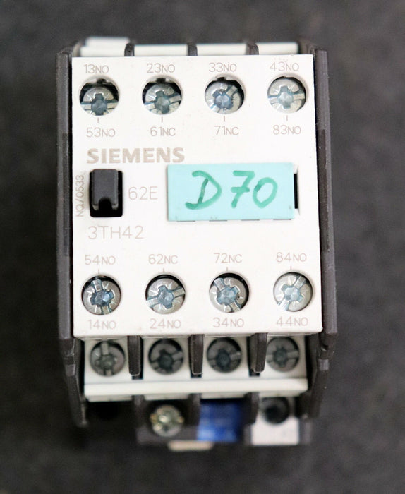 SIEMENS Schütz 62E 3TH4262-0A 6S + 2Ö 6NO + 2NC Steuerspannung Us= 230VAC 50Hz