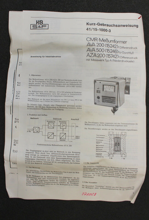 SCHOPPE & FAESER Messumformer für Differenzdruck CMR-Messumformer AVA 200