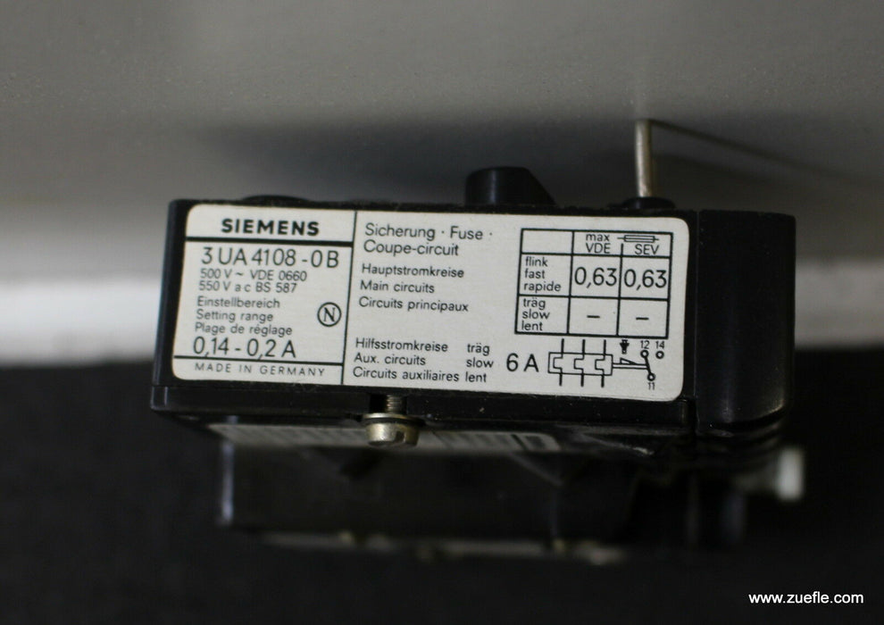 SIEMENS Überlastrelais overload relay 3UA4101-0B 0,14-0,2A für 3TA21