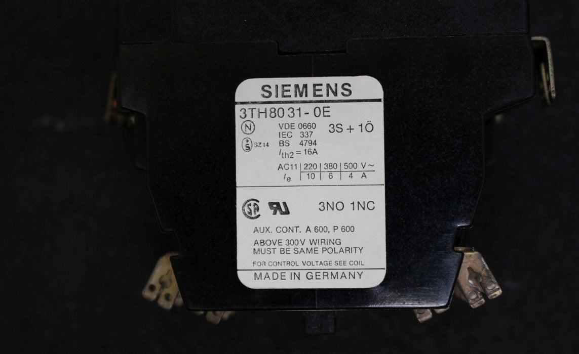 SIEMENS Schütz 3TH8031-0EM0 - 220VAC - 3S/1Ö - 10A