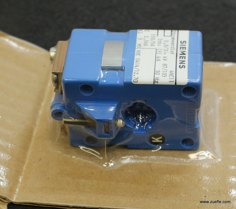 SIEMENS Stromwandler 4NC11 21 0,8/3 – 87/105kV Ith=9kA 50Hz 150V/5A E = 2,5VA Kl