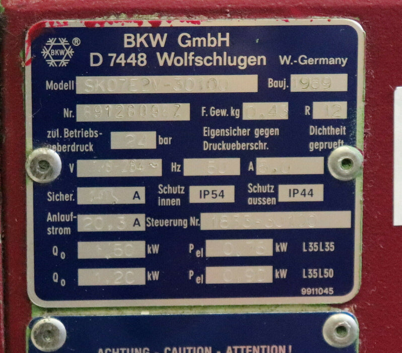 BHW Kühlgerät für Steuerschrank SK07E 2V-30100 Qo= 1,2 - 1,5 kW Pel= 0,76-0,9kW