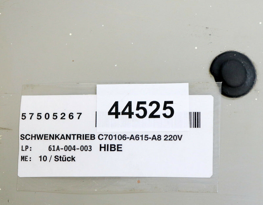 SIEMENS Schwenkantrieb C70106-A615-A8 Stellwinkel 120° Nennspannung 220V 50Hz