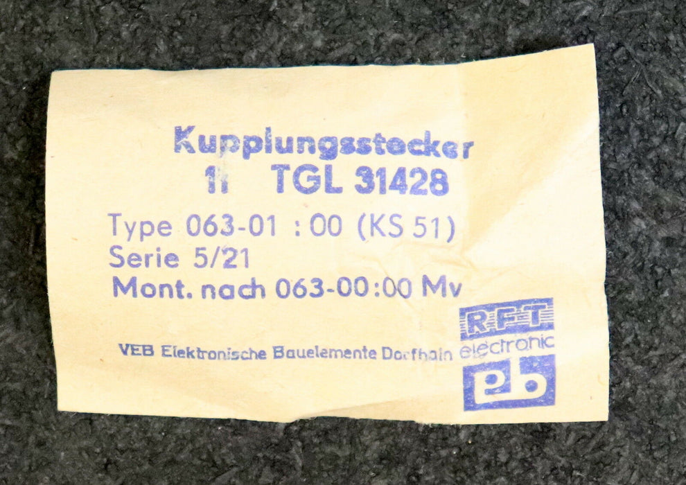 VEB EBD DORFHAIN Kupplungssteckerset male + female TGL 31428 5-pol RFT 063-01:00