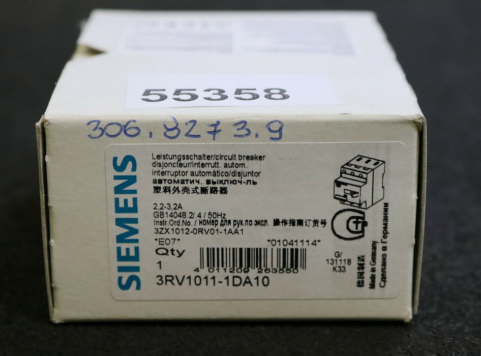 SIEMENS Leistungsschütz 2,2-3,2A 3RV1011-1DA10 unbenutzt in OVP