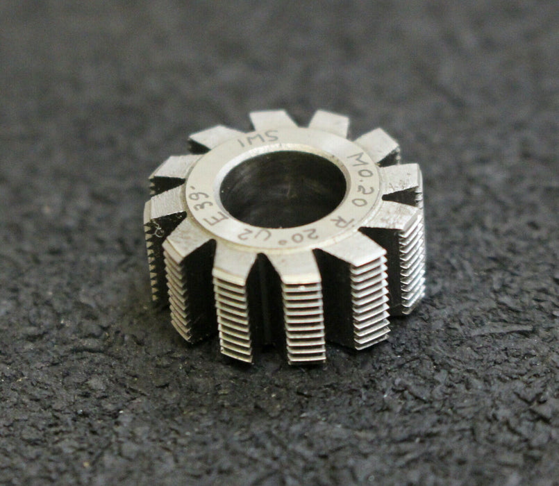 IMS Vollstahl-Wälzfräser m= 0,20mm 20° EGW 1gg. rechts 12 Spannuten 18x8x8mm