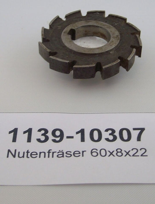 Nutenfräser HSS Breite: 8mm Bohrungs-Ø: 60 mm/22 mm Schneidezahl 12