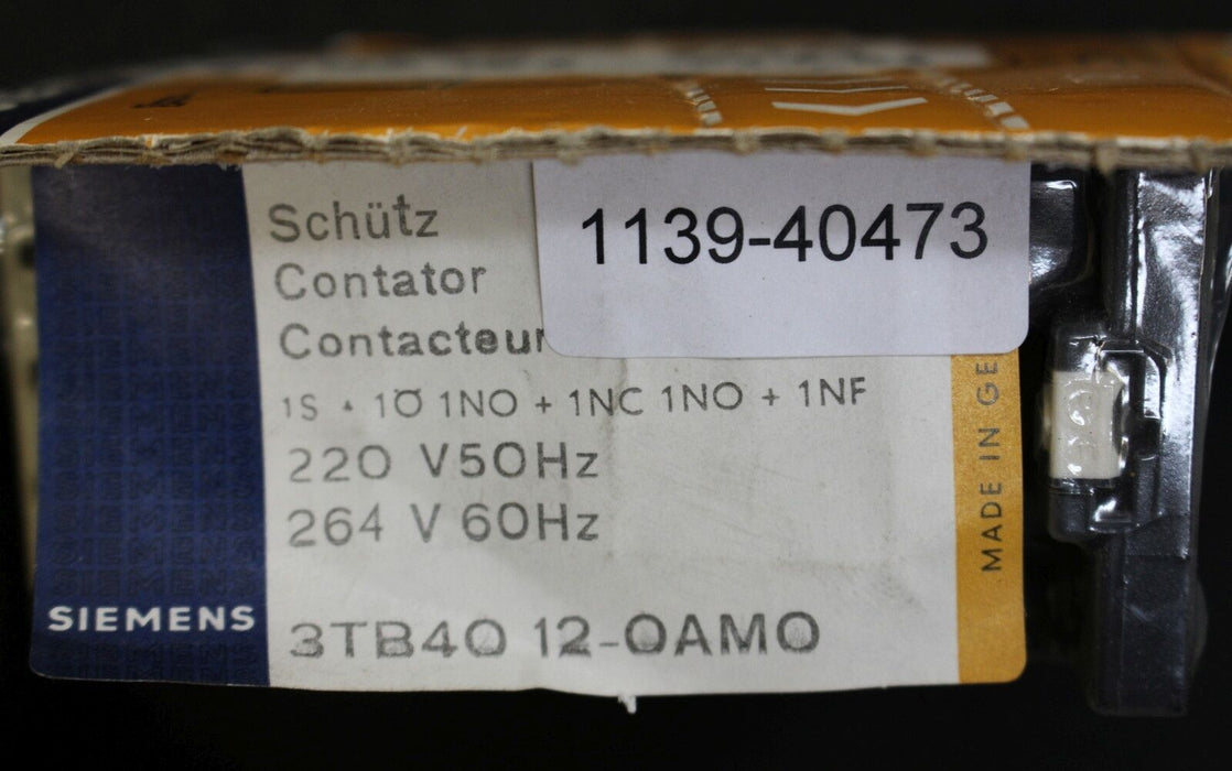 SIEMENS Schütz contactor 3TB4012-OAM0 Us = 220V 50Hz / 264V 60Hz