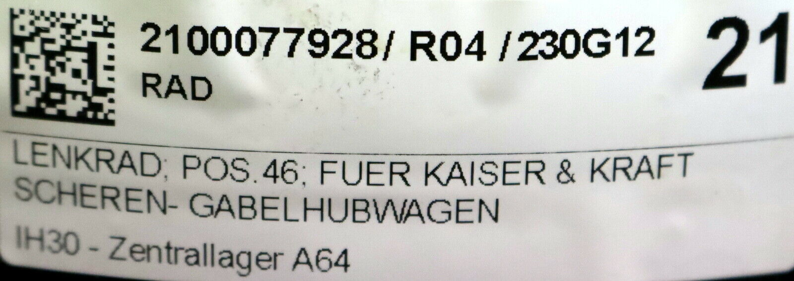 KAISER & KRAFT Lenk-Rad f. Scheren-Gabelhubwagen Typ H-GH10 Nr.4453 - 631/00009