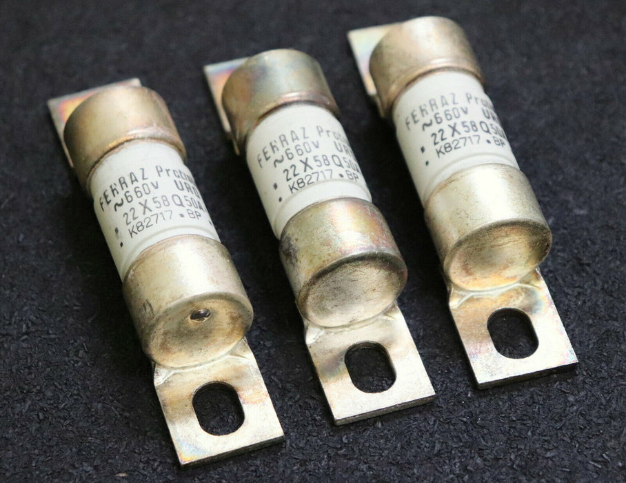 FERRAZ PROTISTOR 3x Sicherungseinsatz fuse-link K82717 50A 660VAC Masse 22x58mm