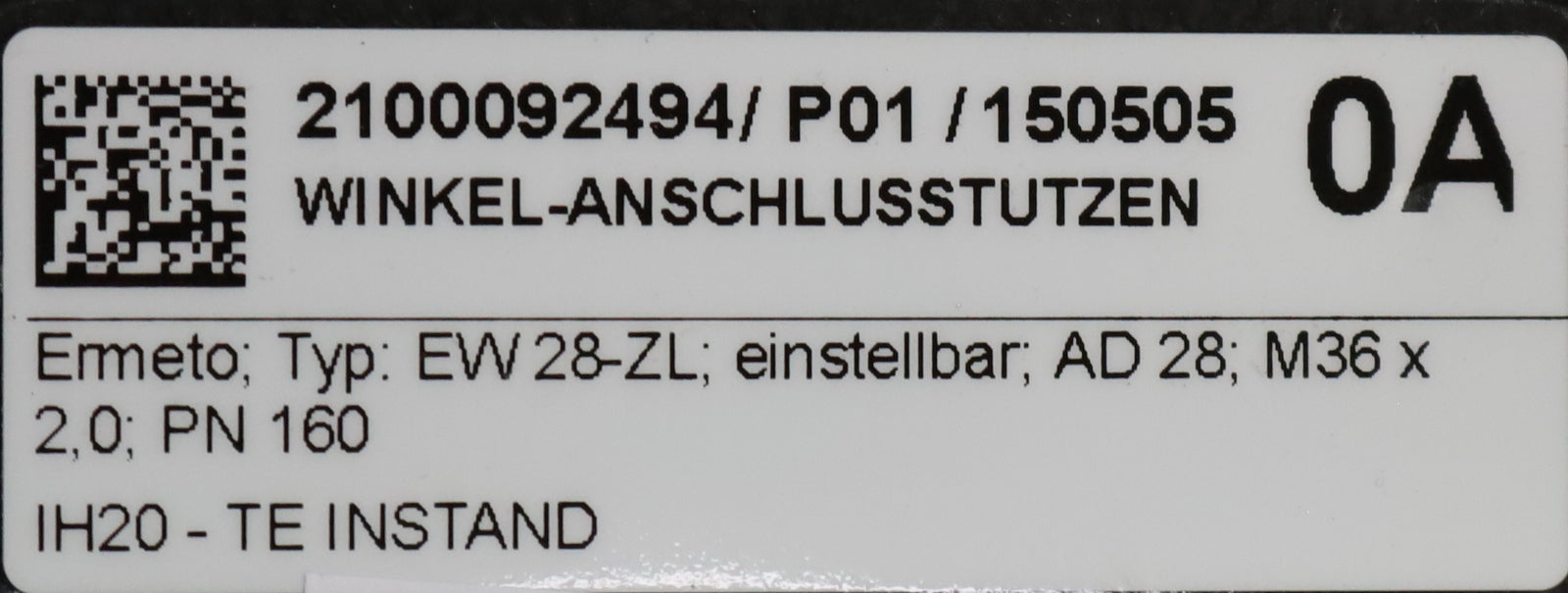 Bild des Artikels ERMETO-Winkel-Anschlusstutzen-mit-Schaft-Typ:-EW-28-ZL-einstellbar-M36x2,0-PN160