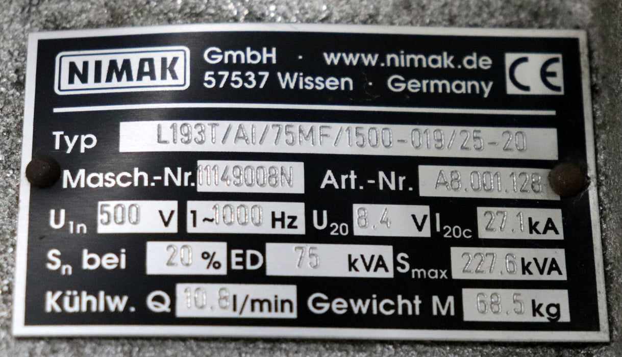 Bild des Artikels NIMAK-ClassicGun-75kW-Handzange-zum-Punktschweißen-L193T/AI/75MF/1500-019/25-20