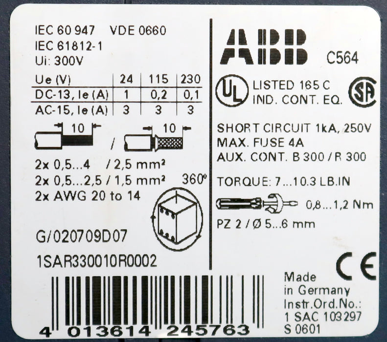 Bild des Artikels ABB-Zeitrelais-C564-1SAR330010R0002-Ui-300V-gebraucht-guter-Zustand