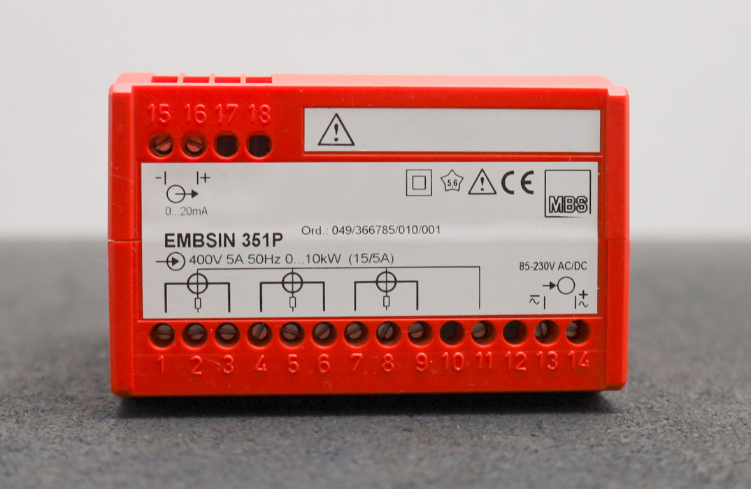 Bild des Artikels MBS-Messumformer-EMBSIN-351P-Ord.:-049/366785/010/001-400v-5A-50Hz-10kW