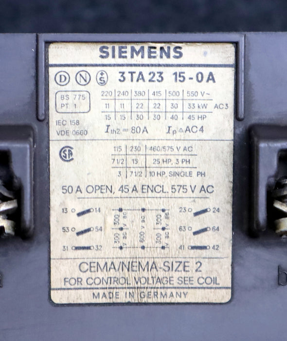 Bild des Artikels SIEMENS-Schütz-3TA2315-0A-80A-575VAC-gebraucht