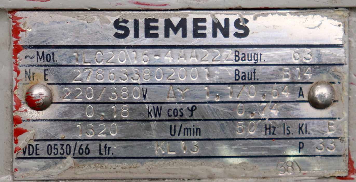 Bild des Artikels SIEMENS-Drehstrom-Bremsmotor-1-LC-2016-4AA22-Z-Nr.-E-278633802001-Bauform:-IMB14