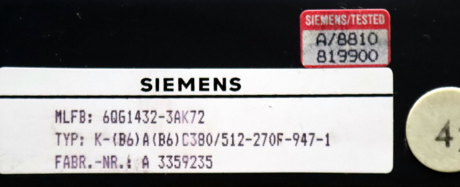 Bild des Artikels SIEMENS-Thyristorsatz-6QG1434-3AK72-C380/512-270F-947-1-Dauerwechselstrom