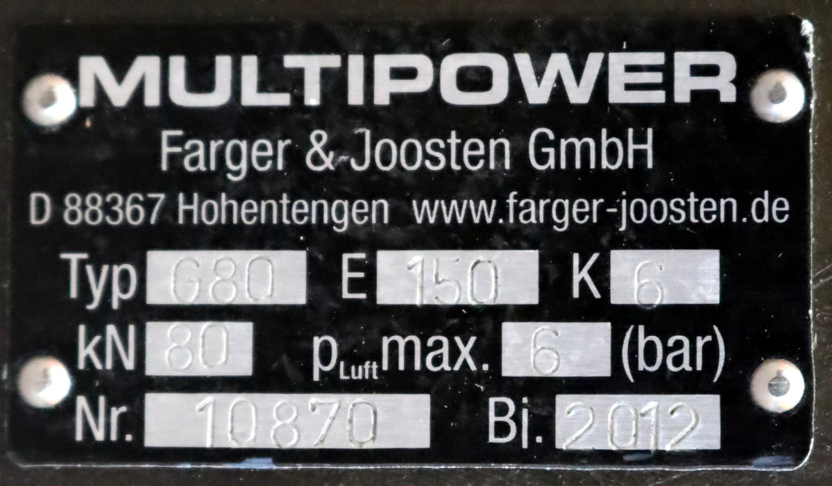 Bild des Artikels FARGER-&-JOOSTEN-GMBH-MULTIPOWER-Hydropneumatik-Zylinder-Typ-G80-E-150-K-6-80kN