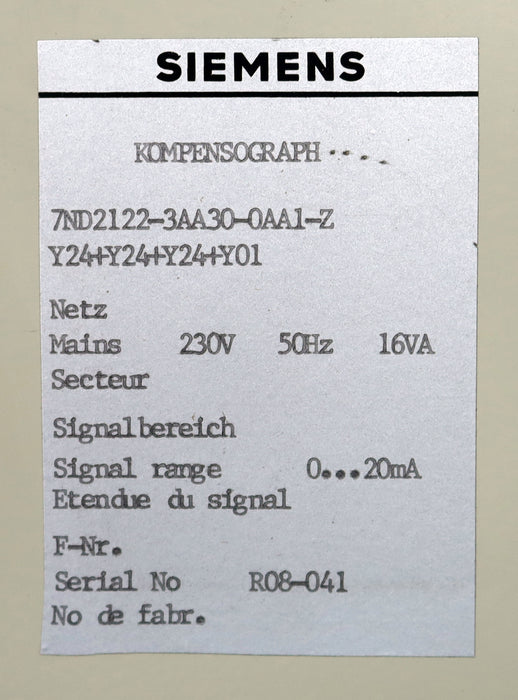 Bild des Artikels SIEMENS-SIREC-Kompensograph-Linienschreiber-7ND2122-3AA20-0AA1-Z-gebraucht