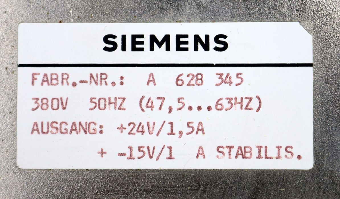 Bild des Artikels SIEMENS-SIMADYN-C-Stabilisiertes-Netzgerät-Power-Supply-6EV2200-5FC-+/-15V/+24V