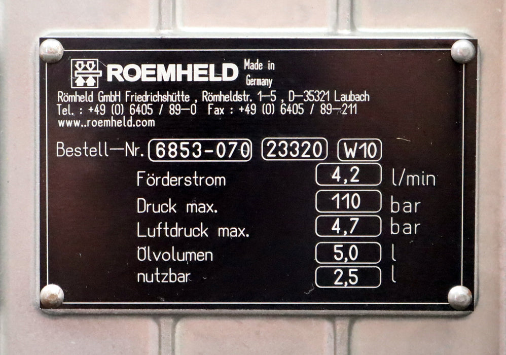 Bild des Artikels ROEMHELD-Hydraulikpumpe-Best.Nr.-6853-070-23320-W10-Förderstrom-4,2l/min