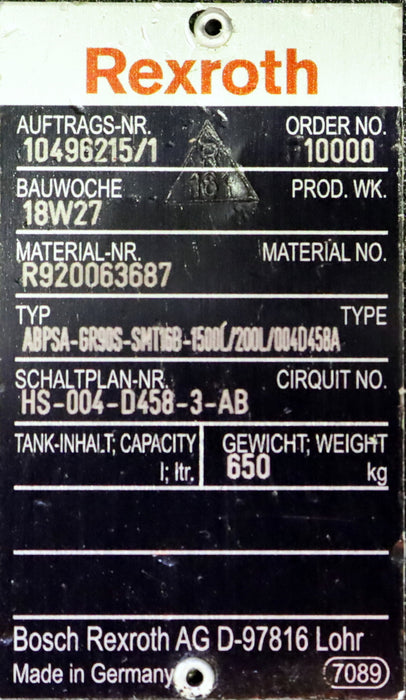 Bild des Artikels SETTIMA-/-REXROTH-/-SIEMENS-30kW-Schraubenspindel-Pumpe-GR90S-SMT16B-1500L