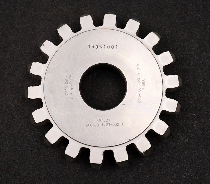 Bild des Artikels LORENZ-Scheibenschneidrad-m=-8mm-EGW=-20°-Z=-18-haP0-0,92mn-gebraucht