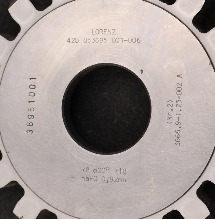 Bild des Artikels LORENZ-Scheibenschneidrad-m=-8mm-EGW=-20°-Z=-18-haP0-0,92mn-gebraucht